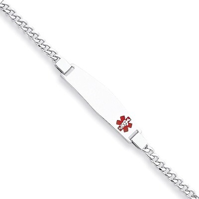 8 Inch Medical ID Curb Link Bracelet Sterling Silver XSM21-8, MPN: XSM21-8, 883957273402