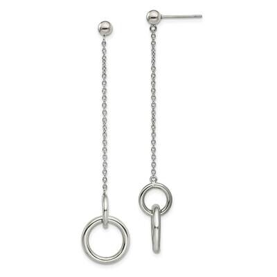Circles Post Dangle Earrings Stainless Steel Polished SRE1573, MPN: SRE1573, 191101866746