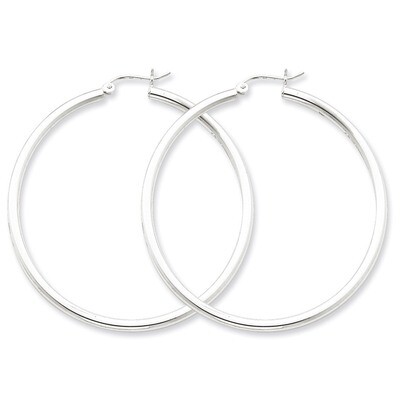 2.5mm Round Hoop Earrings Sterling Silver Rhodium-plated QE4390, MPN: QE4390, 883957930107