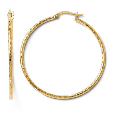 Leslie&#39;s Polished and Textured Hoop Earrings - 14k Gold HB-LE293, MPN: LE293, 883957023885