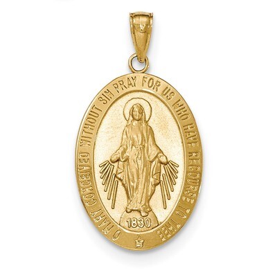 Miraculous Medal Pendant 14K Gold Satin and Polished K5647, MPN: K5647, 637218167043