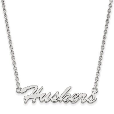 University of Nebraska Medium Pendant with Chain Necklace Sterling Silver SS048UNE-18, MPN: SS048UN…