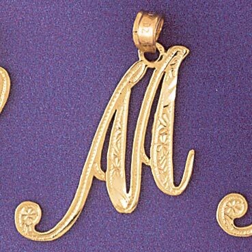 Dazzlers Jewelry Initial M Pendant Necklace Charm Bracelet in Yellow, White or Rose Gold 9566m, MPN…