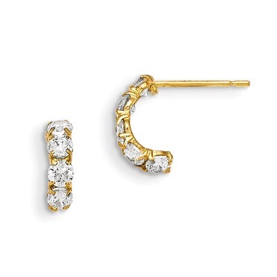 CZ Children&#39;S Five Stone Hinged Hoop Post Earrings 14k Gold GK631, MPN: GK631, 191101456930