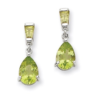 Peridot Dangle Post Earrings 14k White Gold XE1694PE, MPN: XE1694PE, 883957414157