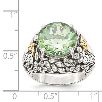 Green Quartz Ring Sterling Silver &amp; 14k Gold QTC1121, MPN: QTC1121, 191101384424