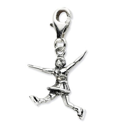 3.D Antiqued Figure Skater Charm Sterling Silver QCC656 by Amore La Vita, MPN: QCC656, 886774074368
