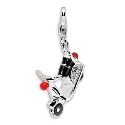 3-D Enameled Swarovski Element Moped Charm Sterling Silver QCC493 by Amore La Vita, MPN: QCC493, 88…