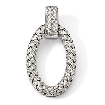 Leslie&#39;s CZ Braided Oval Pendant Sterling Silver Polished HB-QLF863, MPN: QLF863, 196904082843