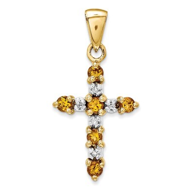 Citrine &amp; Diamond Cross Pendant 14k Gold XP3379CI/A, MPN: XP3379CI/A, 886774130750