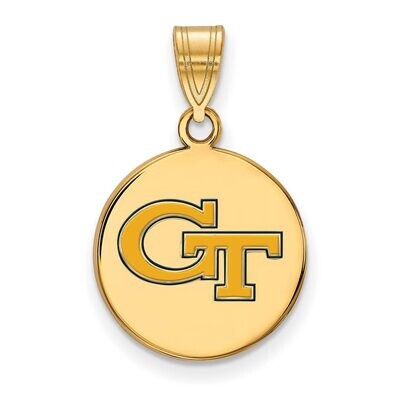Georgia Institute of Technology Medium Enamel Disc Pendant Gold-plated Silver GP034GT, MPN: GP034GT…