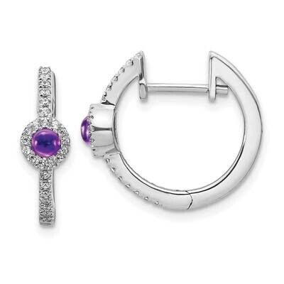 Cabochon Amethyst Earrings 14k White Gold Diamond EM4031-AM-020-WA, MPN: EM4031-AM-020-WA, 19110183…