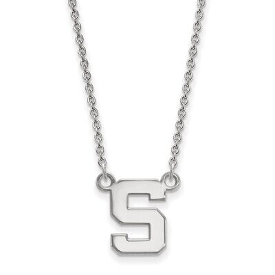 Michigan State University Small Pendant with Chain Necklace 14k White Gold 4W015MIS-18, MPN: 4W015M…