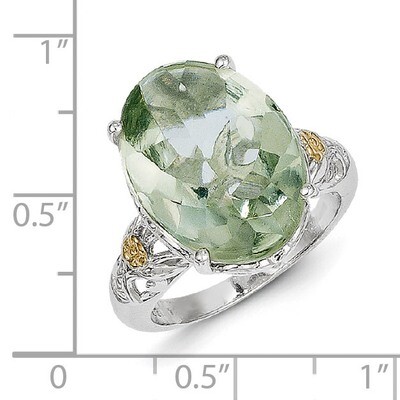 Green Quartz Ring Sterling Silver &amp; 14k Gold QTC889, MPN: QTC889, 883957409573