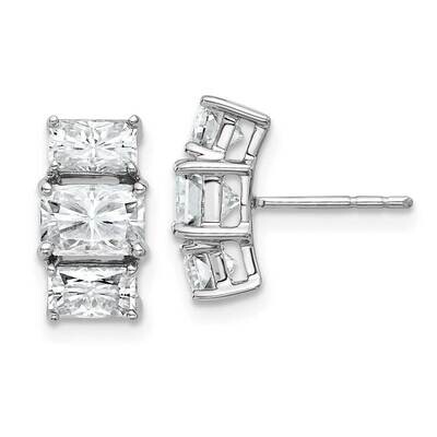 Octagon Radiant 3 Stone D E F Pure Light Moissanite Earrings 14k White Gold EM4454-270-WMP, MPN: EM…