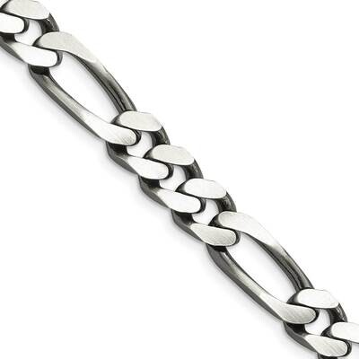 Antiqued 9mm Figaro Chain 20 Inch Sterling Silver QFG250A-20, MPN: QFG250A-20,