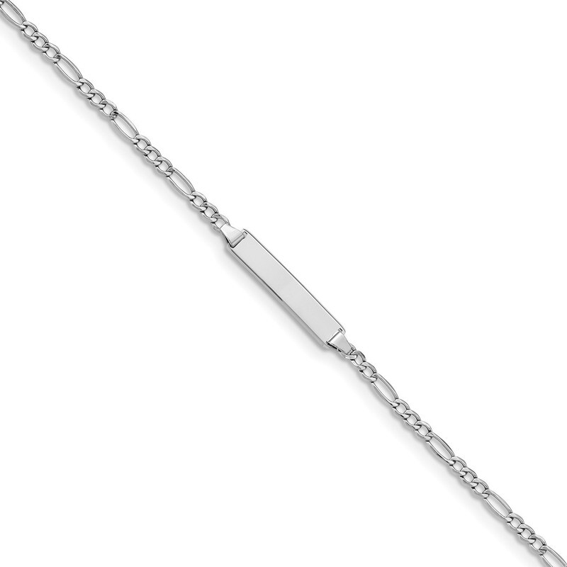 6 Inch Polished ID with Semi-Solid Figaro Bracelet 14k white Gold DCID134W-6, MPN: DCID134W-6, 1911…