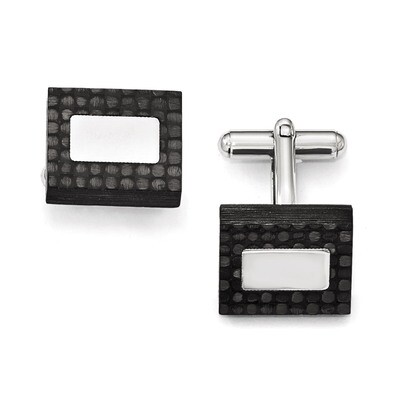 Polished and Brushed Carbon Fiber Cufflinks - Stainless Steel SRC304 by Chisel, MPN: SRC304, 886774…