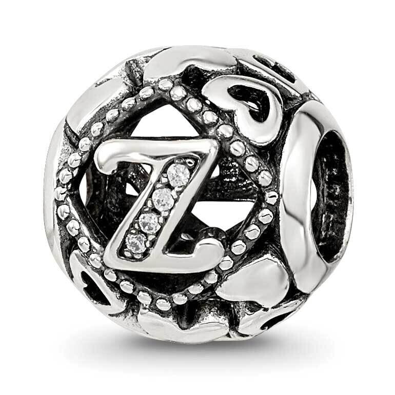 CZ Letter Z Bead Sterling Silver QRS4119, MPN: QRS4119,