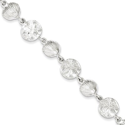 7 Inch Seashells &amp; Sand Dollars Bracelet Sterling Silver QA31-7, MPN: QA31-7, 883957902791
