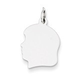 Plain Medium Facing Right Engravable Girl Charm 14k White Gold XWM56/35, MPN: XWM56/35, 883957384221