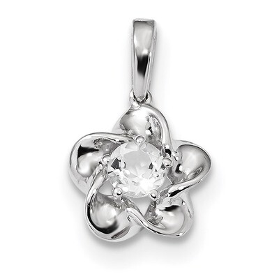 Floral White Topaz Pendant Sterling Silver Rhodium-plated QBPD31APR, MPN: QBPD31APR, 883957181257