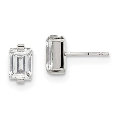 Rectangle Diamond CZ Post Earrings Stainless Steel Polished SRE1165 by Chisel, MPN: SRE1165, 191101…
