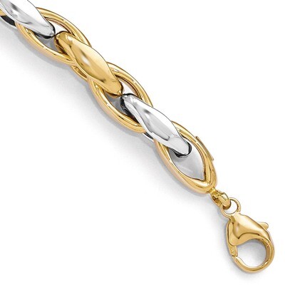 Leslie&#39;s Polished Fancy Link Bracelet 8 Inch - 14k Gold Two-tone HB-LF348-8, MPN: LF348-8, 19110176…