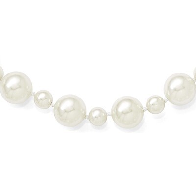 7&amp;12Mm White Shell Bead Hand Knotted Necklace Sterling Silver QMJN712W-18, MPN: QMJN712W-18, 886774…