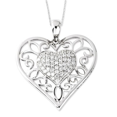Diamond To My Daughter 18 Inch Heart Necklace Sterling Silver Antiqued QSX437, MPN: QSX437, 8867745…
