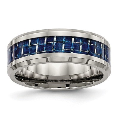 Blue Carbon Fiber Inlay Band Titanium Polished TB479 by Chisel, MPN: TB479, 886774428376