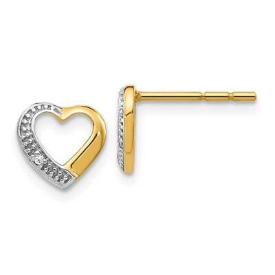 Diamond Heart Post Earrings 14k Gold &amp; Rhodium EM5517-001-YA, MPN: EM5517-001-YA, 883957414317