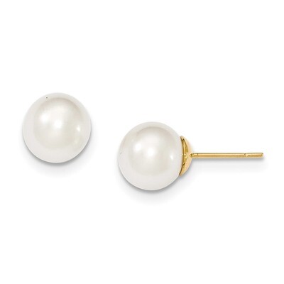 10-11mm Round White South Sea Cultured Pearl Post Earrings 14k Gold XF469E, MPN: XF469E, 8839573509…