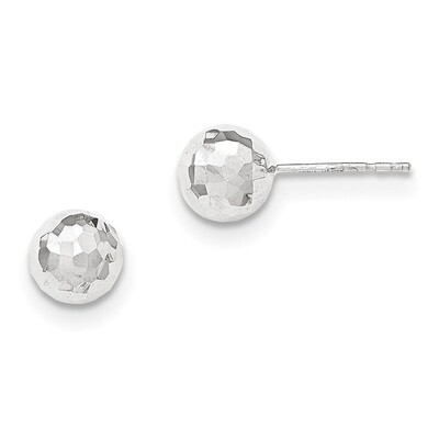 Polished Diamond Cut 8mm Ball Post Earrings 14k white Gold H1016, MPN: H1016, 868044126803