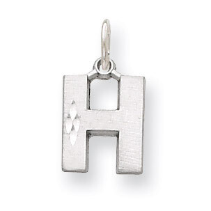 Diamond-cut Initial H Charm 14k White Gold Solid Satin D1282H, MPN: D1282H, 883957862941