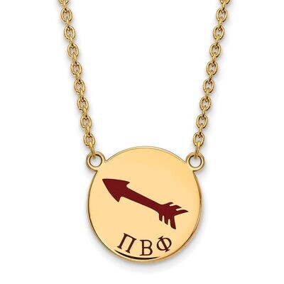 Pi Beta Phi Small Enameled Pendant with 18 Inch Chain Gold-plated Silver GP045PBP-18, MPN: GP045PBP…