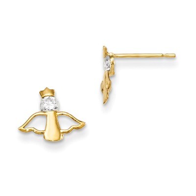 CZ Children&#39;S Angel Post Earrings 14k Gold GK702, MPN: GK702, 191101365867