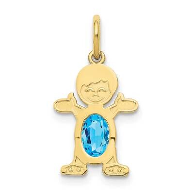 Boy Charm 6x4 Oval Genuine Blue Topaz-December 10k Gold 10XCK33, MPN: 10XCK33,