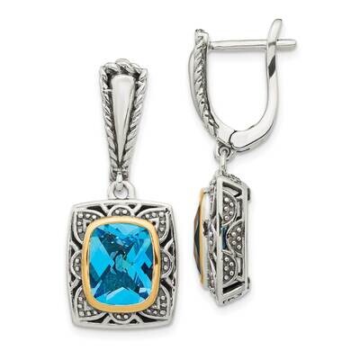 Blue Topaz Earrings Sterling Silver with 14k Gold Polished QTC1610, MPN: QTC1610, 883957171272