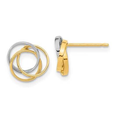 White Rhodium Polished Three Circle Post Earrings 14k Gold YE1957, MPN: YE1957, 191101799402