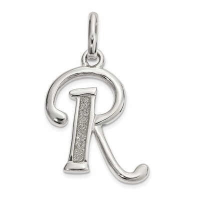 Glitter Enamel Letter R Pendant Sterling Silver Polished QC9181R, MPN: QC9181R, 886774048628