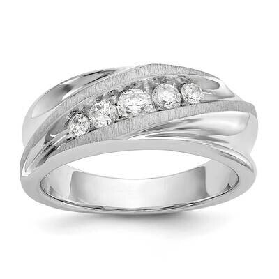 Diamond Vs/Si, D E F, Brushed/Polished Men&#39;s Band 14k White Gold True Origin Lab Grown RM3537-049-W…