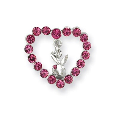 Playboy Fuchsia Crystal Heart Belly Ring PBB137