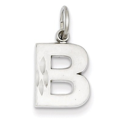 Satin Solid Diamond-cut Initial B Charm 14k White Gold D1282B, MPN: D1282B, 883957862880
