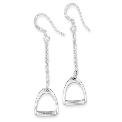Horse Stirrup Dangle Earrings Sterling Silver Polished QE6940, MPN: QE6940, 886774760919