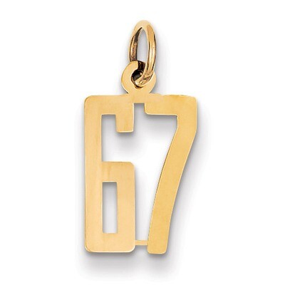 Number 67 Charm 14k Gold Small Polished Elongated LES67, MPN: LES67, 883957132730