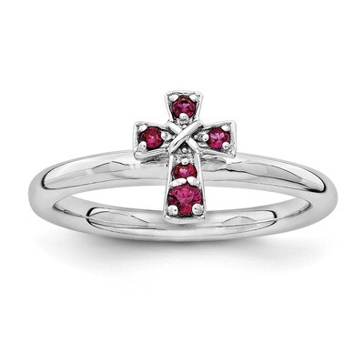 Ruby Cross Ring - Sterling Silver Rhodium-plated QSK1636, MPN: QSK1636, 886774252025