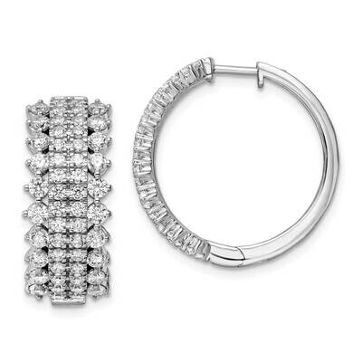 Si1/Si2, G H I, Hinged Hoop Earrings 14k White Gold Lab Grown Diamond EM8364-300-WLG, MPN: EM8364-3…