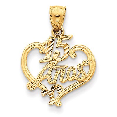 Diamond Cut 15 Anos Heart Pendant 14k Gold C2969, MPN: C2969, 883957858388
