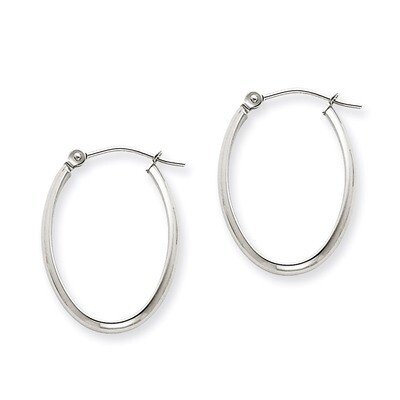 Polished 2.75mm Oval Tube Hoop Earrings 14k White Gold TF112, MPN: TF112, 883957291147